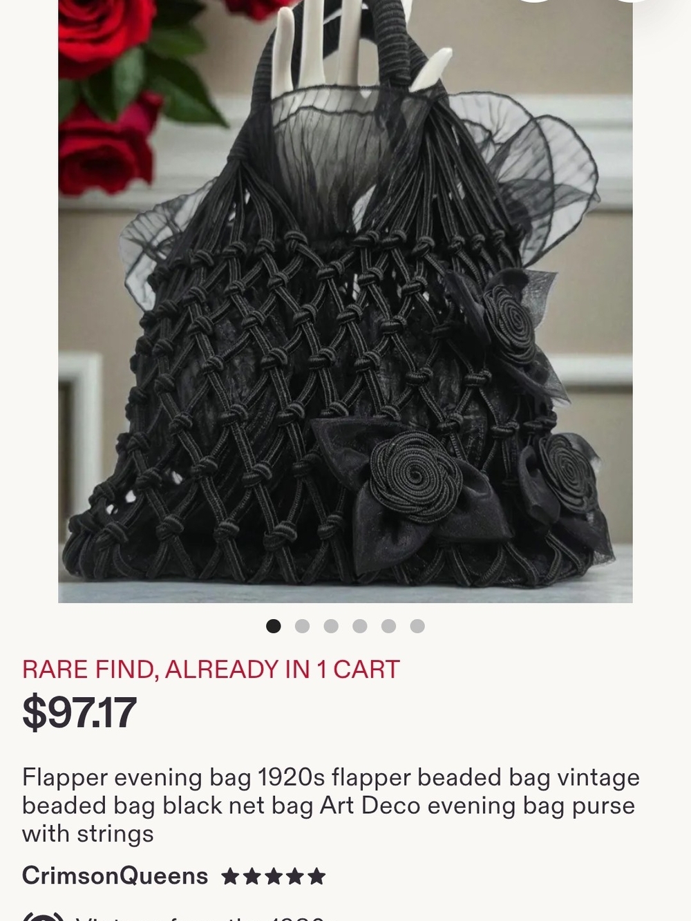 Vintage Navy Blue Knotted Evening Bag with Rosette Accents